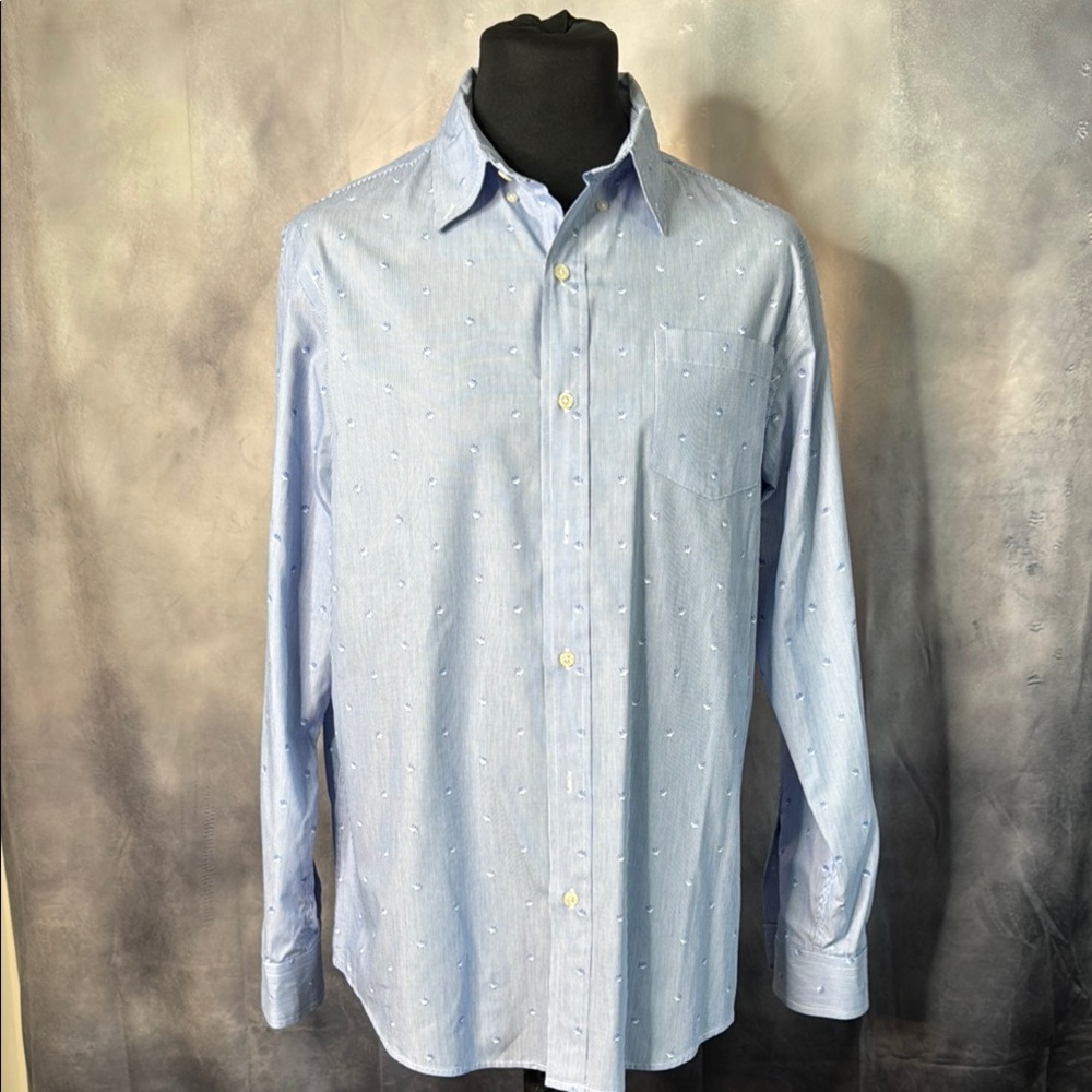 Chaps Blue Dress Shirt Long-Sleeved Classic